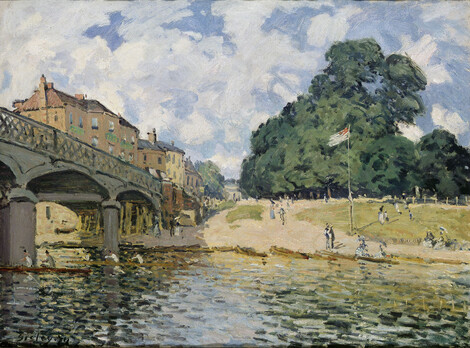 Alfred Sisley, Die Brücke von Hampton Court, 1874, Öl auf Leinwand, Wallraf-Richartz-Museum & Fondation Corboud, Köln, © Foto: Rheinisches Bildarchiv, Köln (Foto: Sabrina Walz)