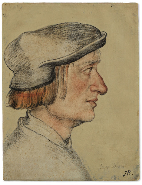 Augsburg Master, c. 1520–30: Portrait of a Man, charcoal, coloured chalk on primed vergé paper, 6.3 x 20.2 cm. Old holdings, WRM Z 132