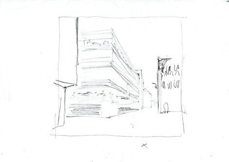 Skizze Entwurf Erweiterungsbau Wallraf-Richartz-Museum von Christ & Gantenbein