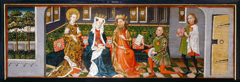 Cologne, c. 1455 – 1460: Legend of St Ursula; The parents give the envoys their consent. Softwood, 54 x 89 - 248 cm. Collection of Ferdinand Franz Wallraf. WRM 0711. Photo: Rheinisches Bildarchiv Köln