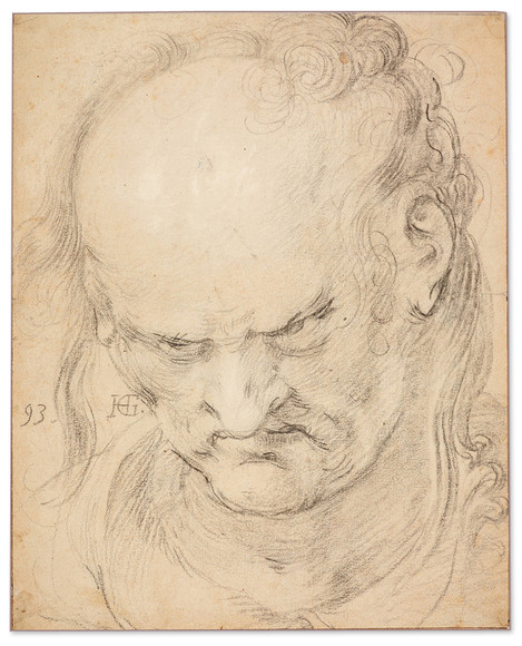 Hendrick Goltzius (Mühlbrecht near Venlo 1558–1617 Haarlem): Head of an Old Man, 1593, black chalk, highlights in white, on vergé paper, 34.7 x 27.8 cm. Acquired in 1959 as a gift of the Freunde des Wallraf-Richartz-Museums e.V., WRM 1959/96