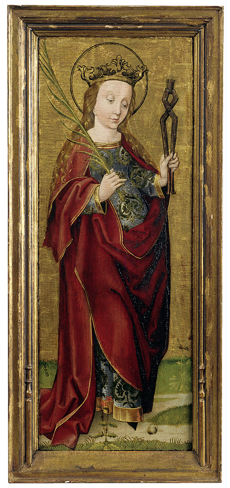 Franconian (Master of the Pink?): St Apollonia of Alexandria, 1480 – 1490. Softwood, 104.5 x 57 cm. Acquired as a loan from the Rudolf Siedersleben'schen Otto Wolff-Stiftung. WRM Dep. 0620. Photo: Rheinisches Bildarchiv Köln